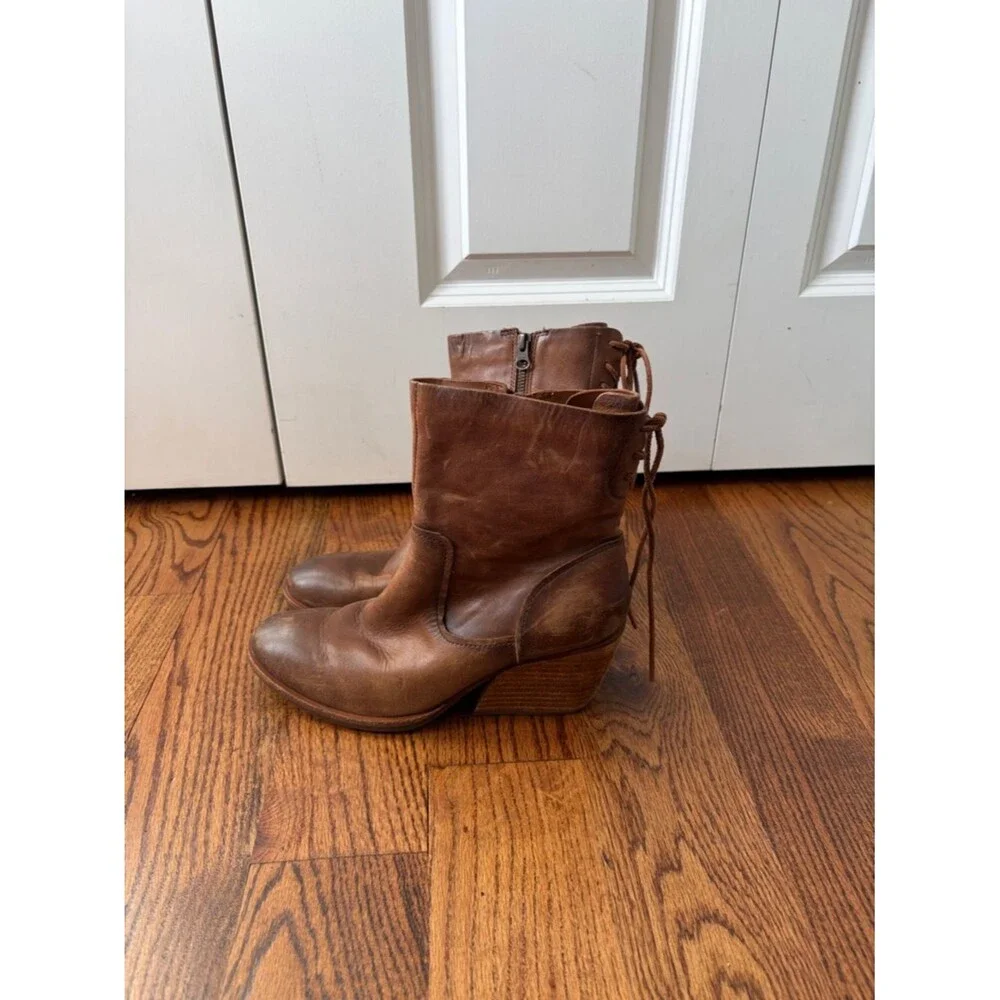 Korks Brown Leather Ankle Boots Size 9.5 - Picture 3 of 6